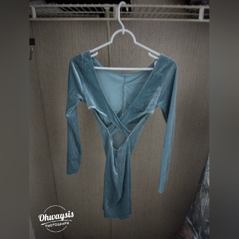 Velvet Crisscross Wrap Bodycon Dress in Teal